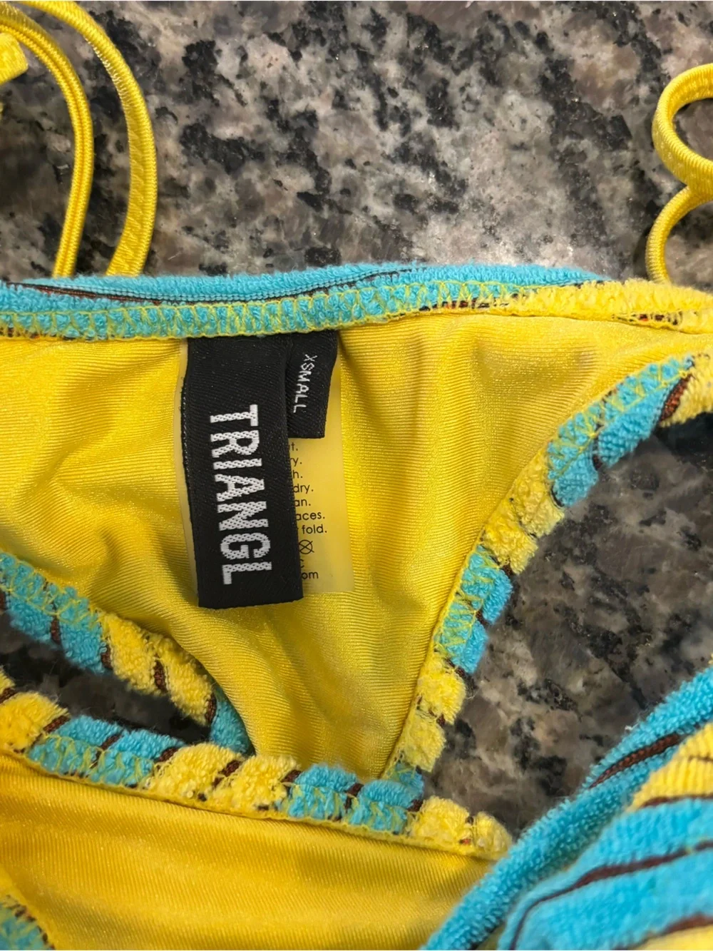 triangl swimwear Yellow & Turquoise Striped Tie-Side Bikini Bottom